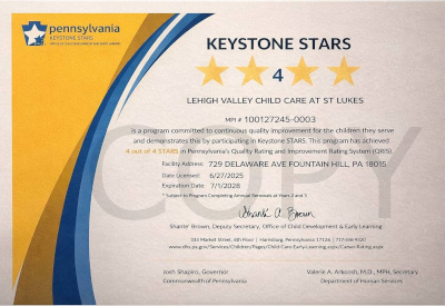 LVCC - St. Lukes - Keystone Stars Ranking - Bethlehem, PA